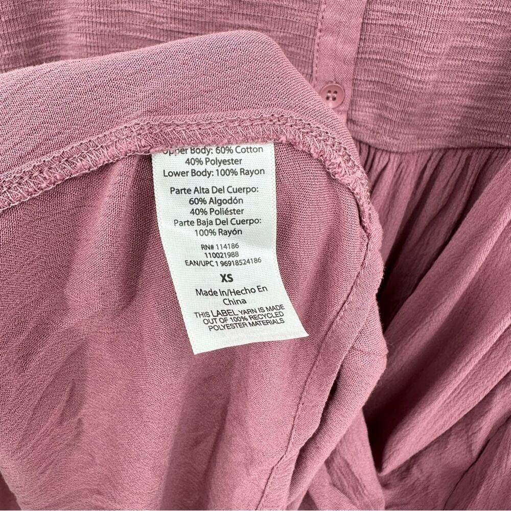 FRYE | Easy Button Down Midi Dress In Dusty Mauve Size Extra Small - Picture 6 of 7